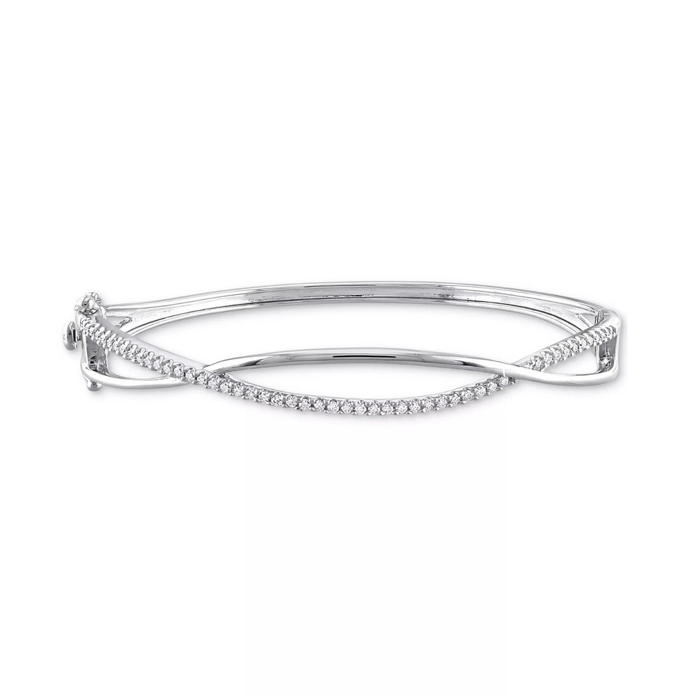 Moissanite Crossover Bangle Bracelet (1/2 ct. t.w.) – Sterling Silver